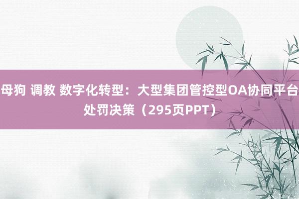 母狗 调教 数字化转型：大型集团管控型OA协同平台处罚决策（295页PPT）